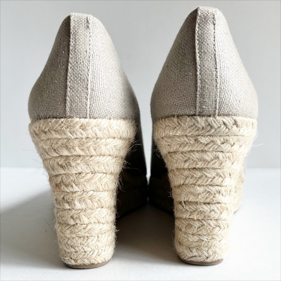 J. Crew Seville Metallic Espadrille Wedges 9 canvas neutral heels summer shoes - Picture 4 of 13